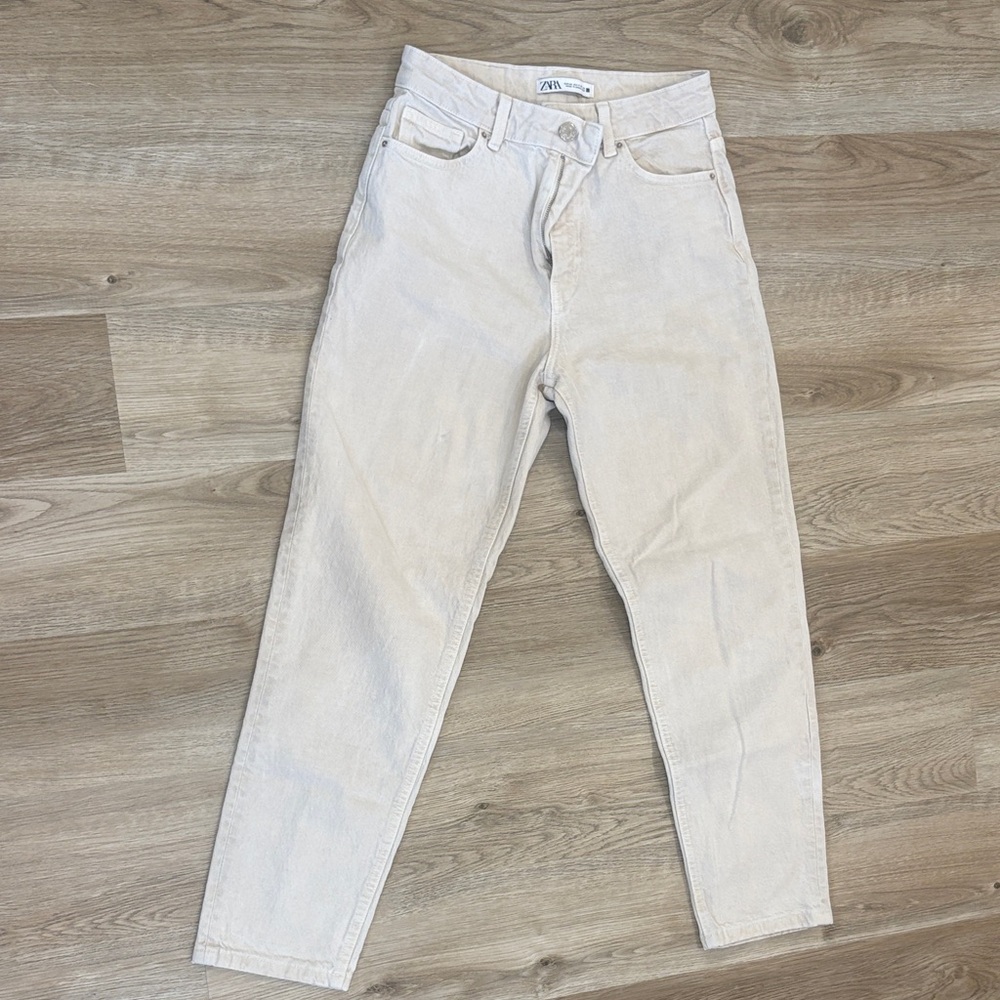Zara Off-White Denim Trousers